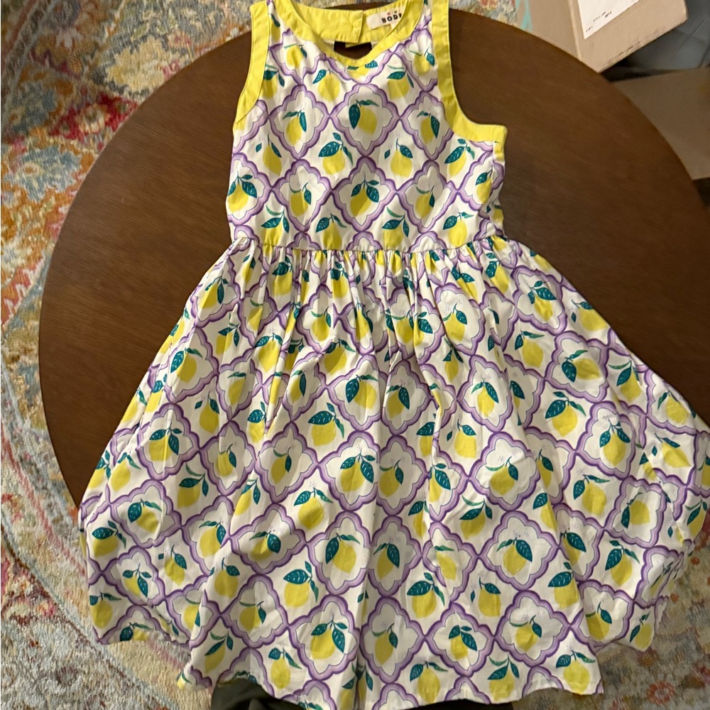 Mini Boden Dress Floral Patterned Kids Dress - Yellow and Purple Size 9/10. NWT